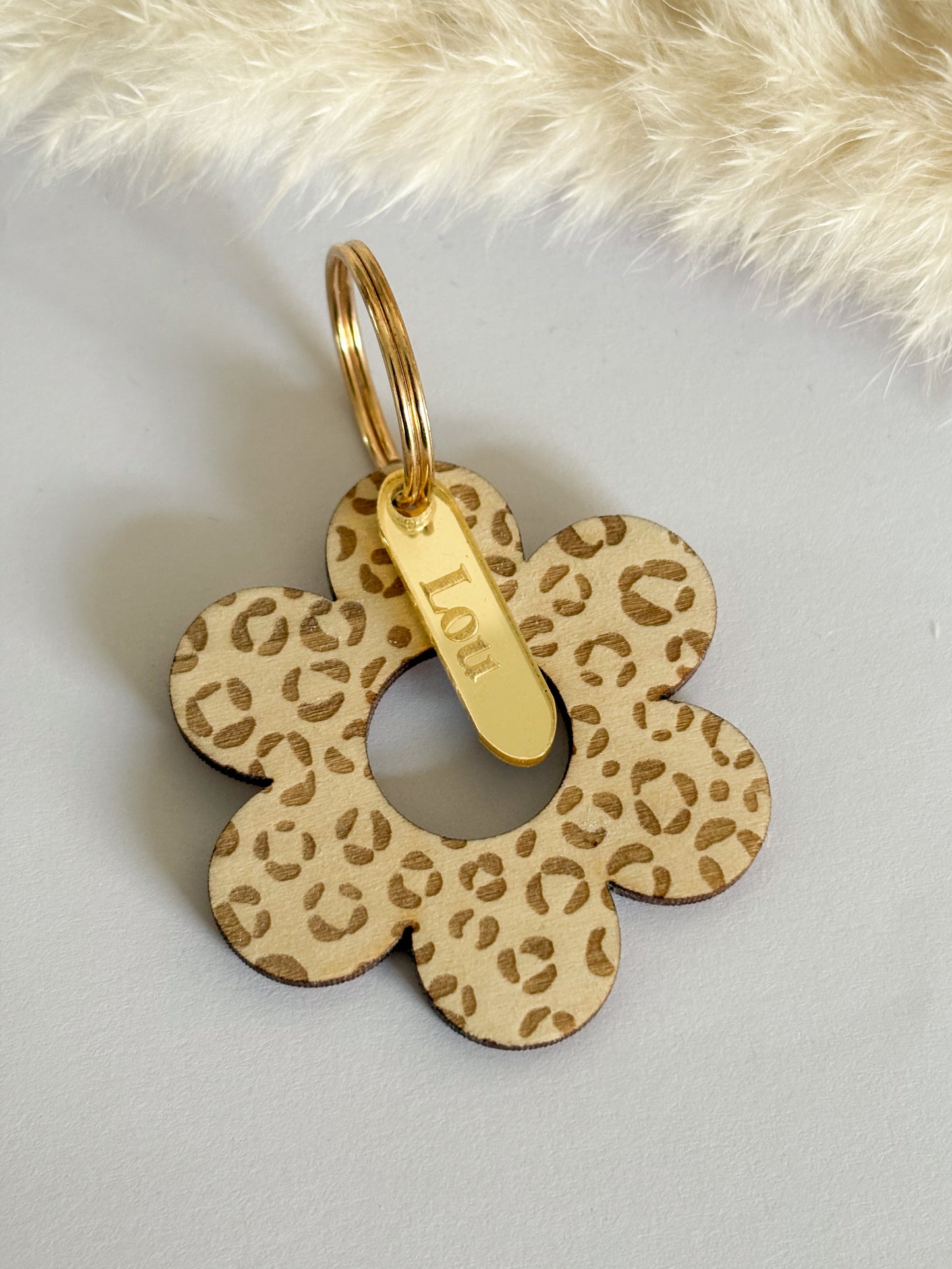 Porte-clés fleur léopard personnalisé
