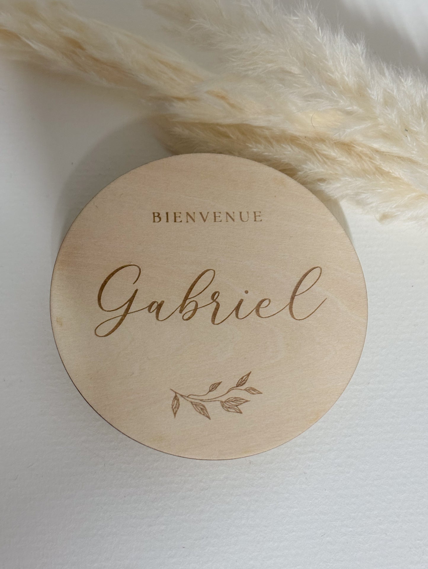 Carte de Naissance Florale Personnalisée en Bois