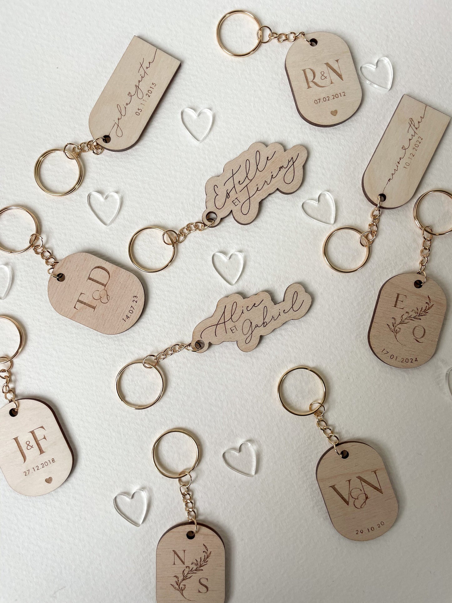 Porte-clés en bois Couple