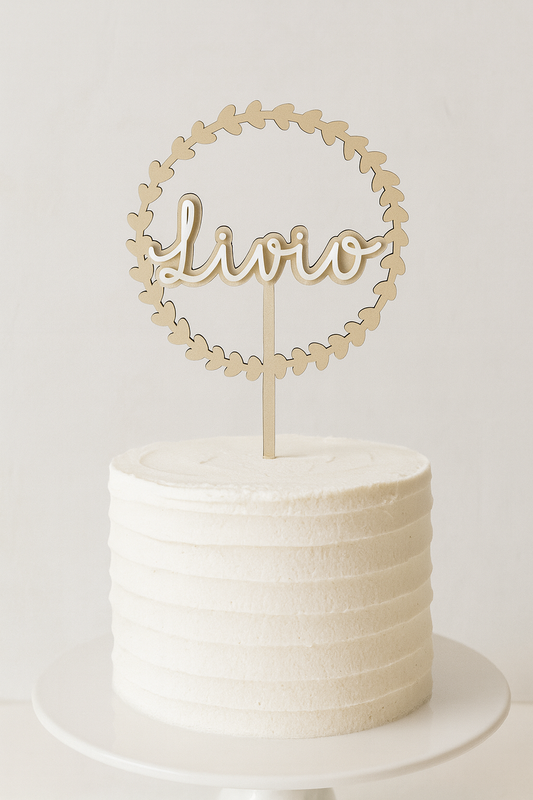 Cake Topper Couronne de cœurs Acrylique