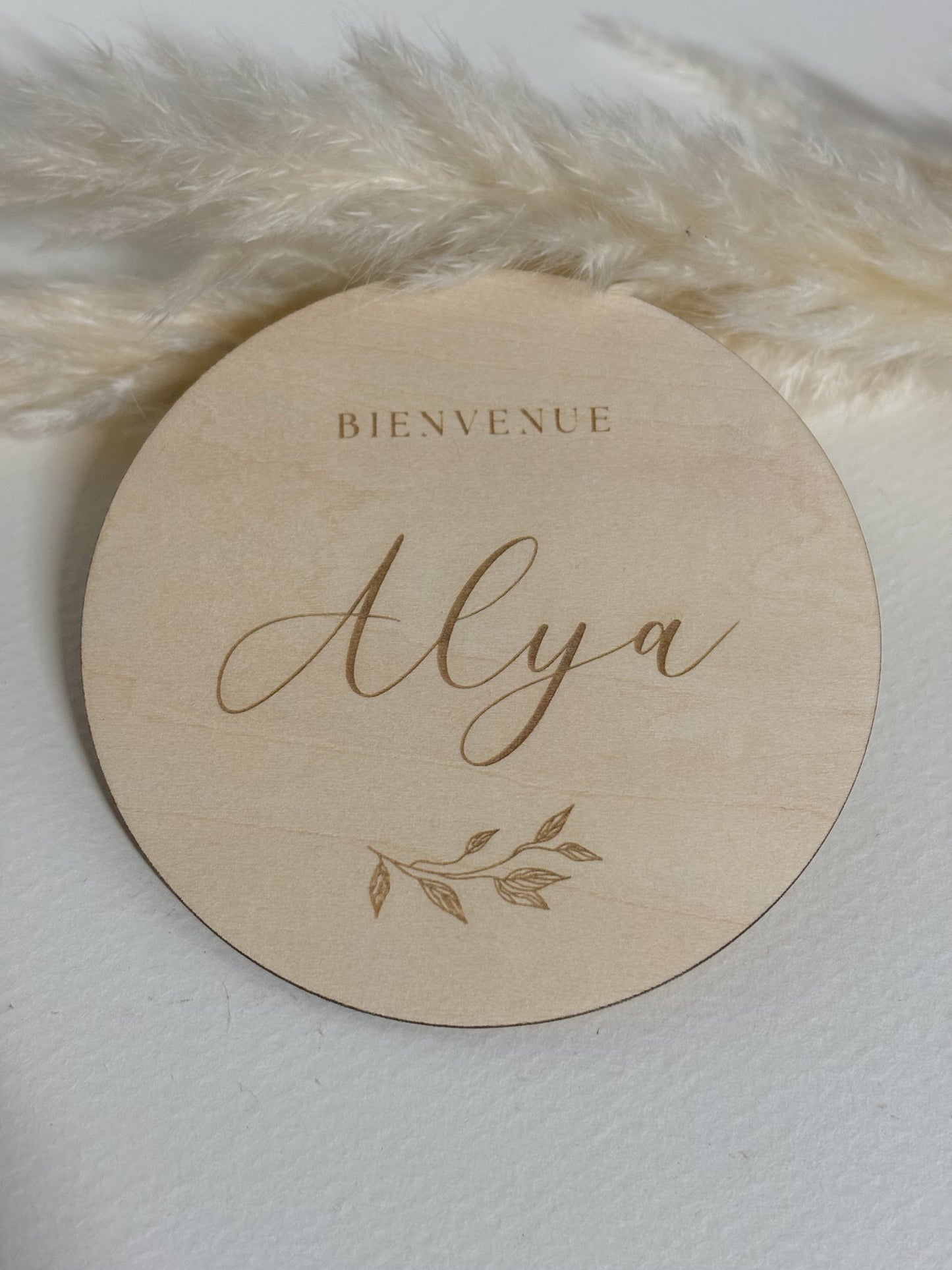 Carte de Naissance Florale Personnalisée en Bois
